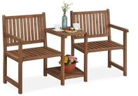 relaxdays Gartenbank Braune Gartenbank mit Tisch