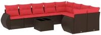vidaXL Sofaelement 10-teiliges Gartensofa-Set mit Kissen, braun, Polyrattan (1 St)