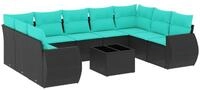 vidaXL Sofaelement 10-teiliges Gartensofa-Set mit Kissen, schwarzes Polyrattan (1 St)