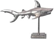 Wohnling Tierfigur Deko Hai 70 cm Aluminium Silber Wohndeko Dekoration Maritim Modern