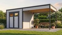 weka Gartenhaus Batu 1,5 mit Anbau 300 cm, BxT: 550x414,8 cm