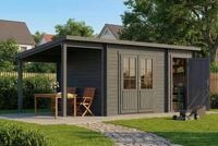 Alpholz Gartenhaus Holz Maria mit Anbau & Schleppdach, BxT: 598x272 cm, in