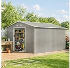 Outsunny Ger&auml;tehaus 12,4 m&sup2;, mit Pultdach, Schiebet&uuml;r, Fundament, BxT: 340x386 cm,