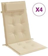 vidaXL Hochlehnerauflage, Gartenstuhl Auflagen 4 Stk. Beige Oxford-Gewebe
