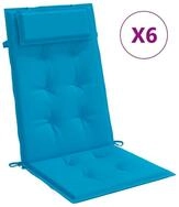 vidaXL Hochlehnerauflage, Gartenstuhl Auflagen 6 Stk. Hellblau Oxford-Gewebe