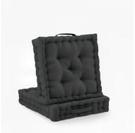 Beautissu Stuhlkissen 2er Set Bodenkissen Sitzkissen Mila, 50x50cm, Anthrazit,