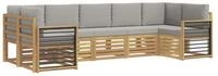 vidaXL Gartensofa Ecksofa Set 7 pcs Wei&szlig; und Hellgrau 304 x 128,5 x 73 cm, 7 Teile