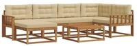 vidaXL Gartenlounge-Set Outdoor-Sofagarnitur mit Kissen 7 pcs Natur und Beige,