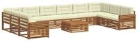 vidaXL Gartenlounge-Set Sofagarnituren 11 pcs Natur und Creme Massivholz, (11-tlg)