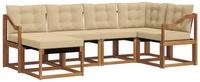 vidaXL Gartenlounge-Set Outdoor-Sofagarnitur mit Kissen 6 pcs Natur und Beige,