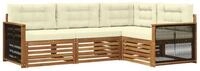 vidaXL Gartenlounge-Set Outdoor-Sofagarnitur mit Kissen 4 pcs Natur und Creme,