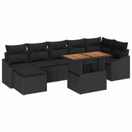 vidaXL Loungesofa Garten Essgruppe mit Kissen 8 pcs Schwarz und Braun, 8 Teile