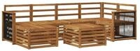 vidaXL Gartenlounge-Set Ecksofa Set 6 pcs Natur Massivholz, (6-tlg)