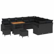vidaXL Loungesofa Garten-Sofa-Set mit Kissen mit Speicher 12 pcs Schwarz, 12...