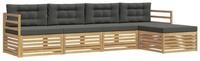 vidaXL Gartenlounge-Set Outdoor-Sofagarnitur 5 pcs Wei&szlig; und Anthrazit Polyester,