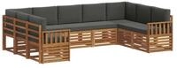 vidaXL Gartensofa Ecksofa Set mit Kissen 9 pcs Natur und Anthrazit, 9 Teile