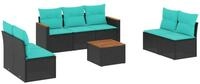 vidaXL Gartenlounge-Set 8-teiliges Gartensofa-Set mit Kissen, schwarzes Polyrattan,