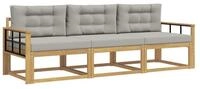 vidaXL Gartenlounge-Set Outdoor-Sofagarnitur 3 pcs Wei&szlig; und Hellgrau Polyester,
