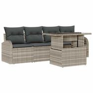 vidaXL Gartenlounge-Set Gartensofa-set mit Kissen 5 pcs Hellgrau Poly-Rattan, (5-tlg)