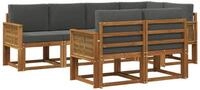 vidaXL Gartenlounge-Set Outdoor-Sofagarnitur 7 pcs Natur und Anthrazit...