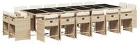 vidaXL Garten-Essgruppe 17-tlg. Garten-Essgruppe mit Kissen Beige Poly Rattan,