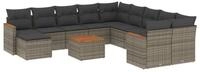vidaXL Gartenlounge-Set 12-tlg. Garten-Sofagarnitur mit Kissen Grau Poly Rattan,