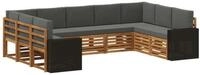 vidaXL Gartensofa Ecksofa Set mit Kissen 9 pcs Natur und Anthrazit Polyester, 9...