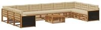 vidaXL Gartenlounge-Set Sofagarnituren mit Kissen 11 pcs Massivholz, (11-tlg)