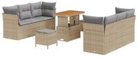 vidaXL Gartenlounge-Set Gartensofa-set mit Kissen 9 pcs Beige Poly-Rattan,...