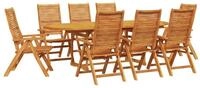 vidaXL Gartenlounge-Set Garten Essgruppe 9 pcs Braun Massivholz, (9-tlg)