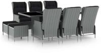 vidaXL Garten-Essgruppe 9-tlg. Garten-Essgruppe mit Auflagen Poly Rattan...