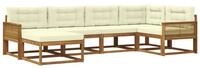 vidaXL Gartenlounge-Set Outdoor-Sofagarnitur mit Kissen 6 pcs Natur und Creme,