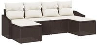 vidaXL Gartenlounge-Set Garten Essgruppe mit Kissen mit Speicher 6 pcs Braun und