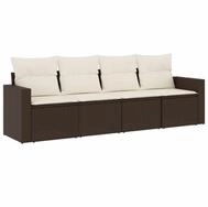 vidaXL Sofaelement 4-tlg. Garten-Sofagarnitur mit Kissen Braun Poly Rattan (1 St)