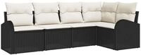 vidaXL Gartenlounge-Set Gartensofa-set mit Kissen 5 pcs Schwarz und Wei&szlig;