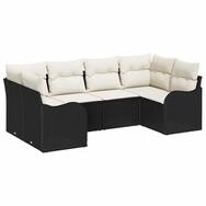 vidaXL Gartenlounge-Set Garten-Sofa-Set mit Speicher 6 pcs Schwarz und Wei&szlig;...