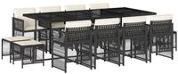 vidaXL Garten-Essgruppe 13-tlg. Garten-Essgruppe mit Kissen Schwarz Poly Rattan,