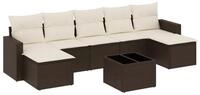 vidaXL Sofaelement 8-tlg. Garten-Sofagarnitur mit Kissen Braun Poly Rattan (1...