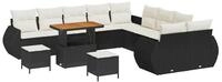 vidaXL Loungesofa Garten-Sofa-Set mit Kissen 13 pcs Schwarz und Creme, 13 Teile