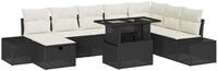 vidaXL Gartenlounge-Set Garten-Sofa-Set 9 pcs Schwarz Poly-Rattan, (9-tlg)