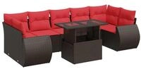 vidaXL Gartenlounge-Set 8-tlg. Garten-Sofagarnitur mit Kissen Braun Poly Rattan,