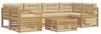 vidaXL Gartenlounge-Set Outdoor-Sofagarnitur mit Kissen 7 pcs Wei&szlig; und Beige