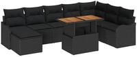 vidaXL Gartenlounge-Set Garten-Sofa-Set mit Speicher 9 pcs Schwarz Poly Rattan,