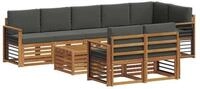vidaXL Gartenlounge-Set Sofagarnituren 9 pcs Natur und Anthrazit Massivholz,...