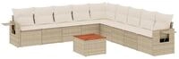 vidaXL Gartenlounge-Set 10-tlg. Garten-Sofagarnitur mit Kissen Beige Poly...