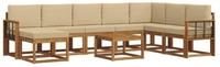 vidaXL Gartenlounge-Set Outdoor-Sofagarnitur mit Kissen 9 pcs Natur und Beige,