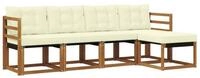 vidaXL Gartenlounge-Set Outdoor-Sofagarnitur mit Kissen 5 pcs Natur und Creme,