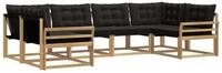 vidaXL Gartenlounge-Set Outdoor-Sofagarnitur mit Kissen 6 pcs Wei&szlig; und Schwarz,