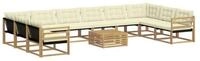 vidaXL Gartenlounge-Set Outdoor-Sofagarnitur mit Kissen 11 pcs Wei&szlig; und Creme,