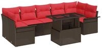 vidaXL Gartenlounge-Set Gartensofa-set mit Kissen 8 pcs Braun Poly-Rattan,...